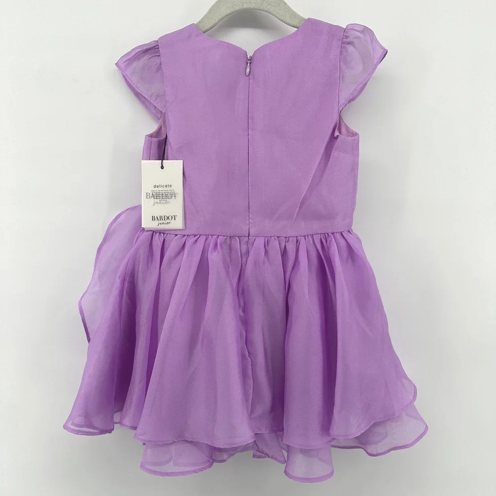 Bardot Junior Girls Lilac Purple Floral Applique Ruffle Dress 1188DBG Size 4 NEW